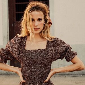 Dôen Colette dress in terra cotta garden